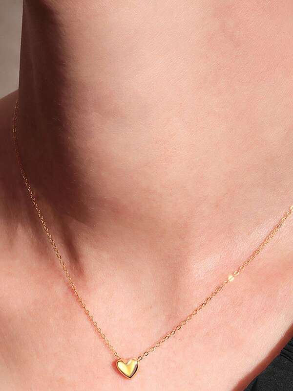 S925 Sterling Silver Plated 18K Gold Heart Necklace With Simple Style, Classic Heart-Shaped Pendant Collarbone Chain, Suitable For Women's Daily Wear