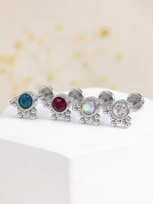 1 pieza Anillo para el labio con gota de agua con rhinestone, joyería para perforaciones en la oreja, Ashley Maduro Medusa, material hipoalergénico de acero inoxidable 316L, diseño de espalda plana con rosca interna, apto para uso diario, fiesta, cita, regalo para novia, amigas, estudiantes, madres - Multicolor - Ver 10