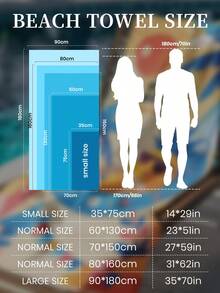 1条印花沙滩巾,夏季水果图案泳装浴巾,时尚沙滩巾,超强吸水浴巾,适用于浴室、游泳、健身、瑜伽,柔软舒适的超细纤维毛巾,轻便易携,防风防晒,防沙,适合夏季旅行、度假、浴室装饰,可选带或不带收纳袋,推荐常规尺寸和大号尺寸(小号毛巾尺寸为35*75厘米,建议150厘米及以上)。 - 彩色 - 查看 4