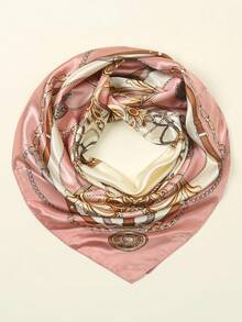 1 buc Eșarfă din satin cu imprimeu floral roz deschis pentru femei, eșarfă sau bandă de susținere la modă pentru exterior, potrivită pentru primăvară și vară, poate fi folosită ca eșarfă, bandă de susținere, accesoriu de păr, alegerea ideală pentru a vă îmbunătăți aspectul toamna și iarna. - Baby Pink - Vizualizare 5