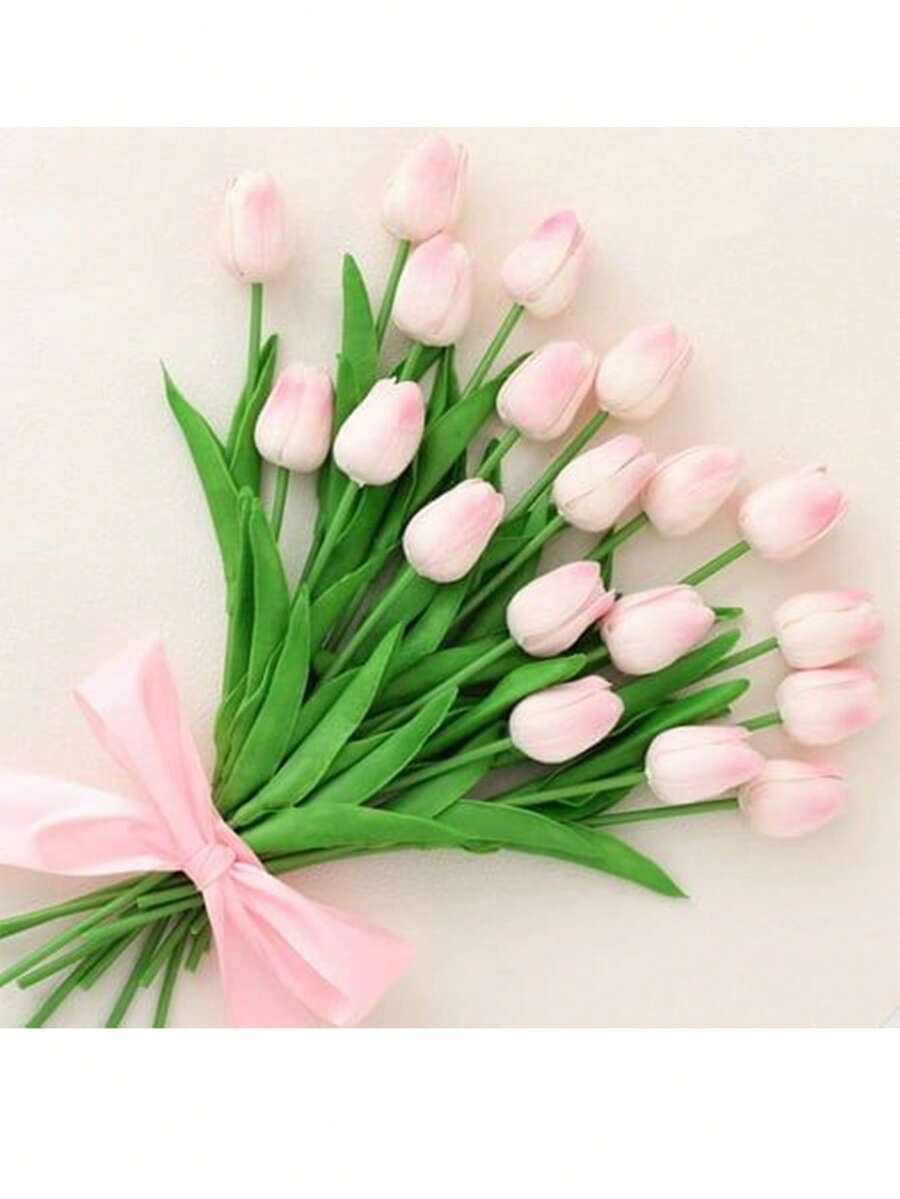 Tulipanes artificiales rosas con un toque realista, en forma de ramos de flores artificiales. Son adecuados para arreglos nupciales, ramos de novia DIY y para decorar habitaciones, restaurantes, cocinas, salas de estar, dormitorios y hogares. Se pueden usar como regalos para cumpleaños, Día de San Valentín, Día de la Madre, Día del Padre y durante la temporada de graduación. - blanco rosa - Ver 1
