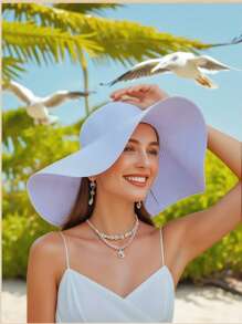 Chapéu de Praia Boho Listrado para Mulheres - Proteção UPF 50+ Aba Larga e Acessórios de Praia Leves, Chapéus Respiráveis para Férias de Verão, Resorts, Atividades ao Ar Livre (Branco/Bege/Cáqui/Preto)