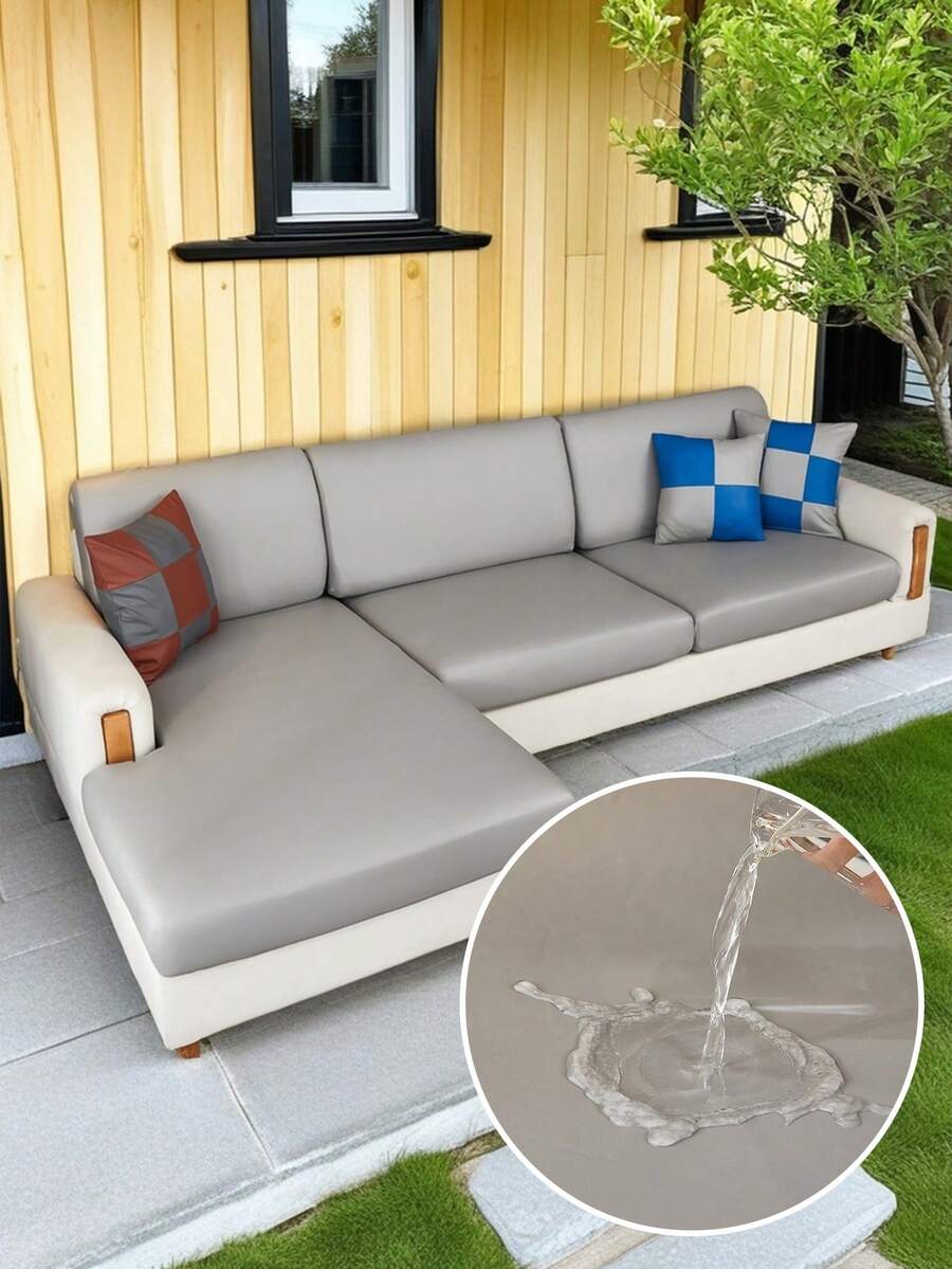 1pc Gray Stretch Waterproof Sofa Cover, Fits 1 2 3 4 Seater Sofa, Elastic Sofa Slipcover, Comfortable Anti-Stain, Suitable For Outdoor, Living Room, Hotel, Dust Proof