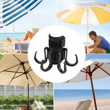 1 Peça Gancho Preto Antiderrapante para Guarda-Sol de Praia - Material de PC Durável, Design com 6 Ganchos para Toalhas, Garrafas, Óculos de Moda, Chapéus e Bolsas - Ótimo para Acampamento ao Ar Livre, Viagens à Praia e Dias Ensolarados, Acessórios de Praia | Suporte de Copo de Segurança | Ganchos de Guarda-Sol Resistentes