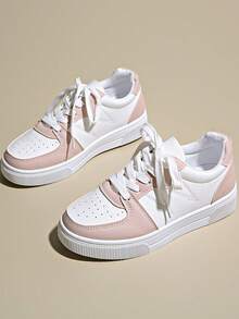 青少年运动鞋，女童春秋季学生系带跑步休闲白色运动鞋，中大童滑板鞋