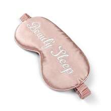 1pc Lotus Pink "Beauty Sleep" Embroidered Logo Soft Polyester Eyeshade, Napping & Sleeping Aid - Dusty Pink - View 2