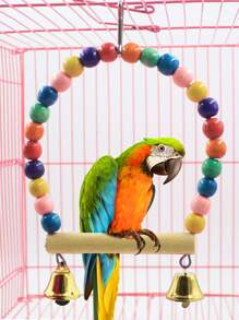 1 pièce/2 pièces Jouet à bascule coloré avec cloche pour cage d'oiseau de compagnie, nid. Jouets à suspendre de hamac aux couleurs assorties pour divertir les animaux de compagnie
