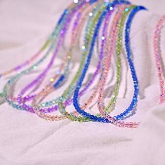 Elegant pärlhalsband för kvinnor med premiumspänne i konstgjort glaskristall i rostfritt stål