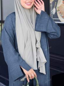 Vestido casual elegante de unicolor de cuello redondo, manga larga, corte slim para uso diario de las señoras