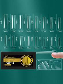 160片-320片热销透明假指甲美甲拱形指甲半磨砂美甲无痕假指甲 - 無色 - 查看 23