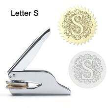 1 件不锈钢压花印章，巴洛克风格 26 个字母 A-Z 首字母系列，带花卉图案，手持式图书馆印章，首字母压花印章，婚礼压花印章，纸质压花印章，适用于书籍、信封、婚礼请柬和图书馆材料学校用品，返校