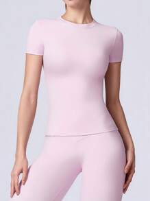 6pecil Damska sportowa wygodna koszulka do ćwiczeń jogi na siłowni, damska odzież sportowa na lato do szkoły, damskie dresy, pochlebny i wspierający design dla wszystkich kształtów ciała, styl wiosenny i letni