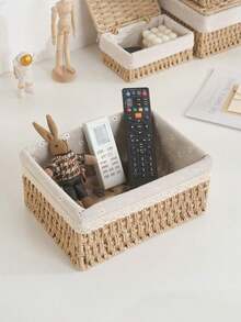 1 Stück gewebter Desktop Aufbewahrungskorb für Snacks, Kosmetik, Spielzeug, etc. Haushalts Vliesstoff Mehrzweck Organizer für Kaffeetisch oder Schlüsselkorb