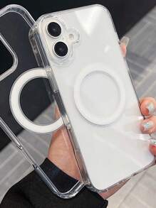 Simple And Fashionable Magnetic Charging Transparent Protective Phone Case For IPhone 16 Pro Max/15 Plus With Built-In Anti-Drop Phone Cover