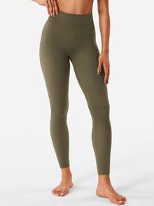 VOYJOY Women's Sports Leggings Scrunch Workout Leggings Compression Butt Lifting Mid High Waist 26 Inch Seamless V Back Yoga Pants - Màu xanh Ô liu - Xem 2