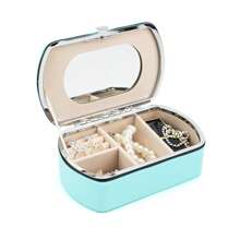 Friendly Travel Jewelry Box With Mirror - Scratch-Resistant PU Leather Jewelry Organizer For Earrings, Rings, Necklaces - Compact Lightweight Storage Case Perfect Gift For Women, Moms & Girls