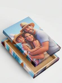 Catygift Custom Cartoon-Style Canvas Print With Uploaded Photo, Personalized Family Photo Canvas, Unique Gift For Mom, Dad, Anniversary, Home Decoration - As Shown - View 6