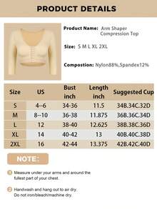 Women Upper Arm Shaper Arm Lipo Compression Sleeves Slimming Arm Front Closure Bra Shapewear Tops - 米色 - 查看 6