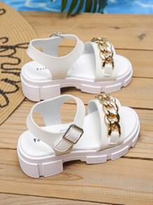 1 Pair Fashionable And Beautiful Girls Single Strap Anti-Slip Thick Soled Sandals, Stylish And Atmospheric, Suitable For Summer Outdoor Wear
