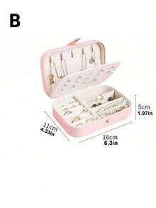 1 件旅行珠宝盒，小型 PU 皮革珠宝收纳盒，适合女士和女孩，双层便携式迷你旅行盒，用于存放耳环、戒指、项链 - 首飾盒 - 查看 17