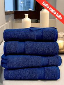 TOALLA DE BAÑO 100% ALGODÓN MEXICANO (Gruesa) ABSORBENTE  70m X 135cm, la cenefa puede variar - Azul Marino - Ver 8