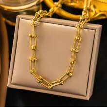 1pc Adjustable Stainless Steel U-Shaped Horseshoe Chain Bracelet/Necklace, Unisex