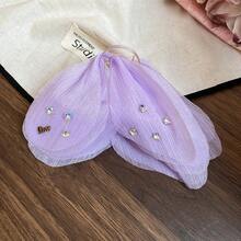 1pc Glamorous Butterfly Clip With Sparkling Rhinestones, Sheer Mesh Decor, High-End Elegant Hair Accessory For Casual, Party, Work, Vacation, Suitable For Various Outfits Summer, Claw Clip Fall Winter Hair Clip Hair Accessories For Women Bows