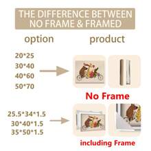 1 bucată de tablouri de perete fanteziste cu animale, bicicletă, pentru camera copiilor – Imprimeuri vibrante pe pânză de mai multe dimensiuni (20x25cm până la 50x70cm) cu opțiuni înrămate/neînrămate, decor vesel cu urs, girafă, caracatiță, crocodil, aventură, pentru camerele copiilor, estetică modernă și jucăușă pentru casă