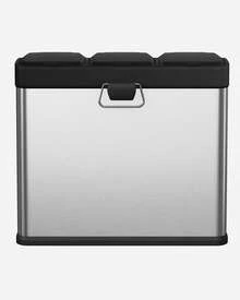 Cestino da Cucina, Pattumiera per Riciclaggio, Pattumiera Tripla a Pedale, in Metallo da 45 Litri, per Raccolta Differenziata, 3 x 15L, con Coperchio, Acciaio, Argento - Argento - Visualizzare 6