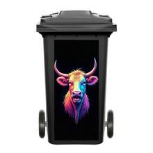1pc Neon Animal Trash Can Stickers, Waterproof Vinyl Decals, Bull, Flamingo, Lion For Outdoor Bins, Garage & Street Decor | Punk Cyber Style - Multicolor - View 24