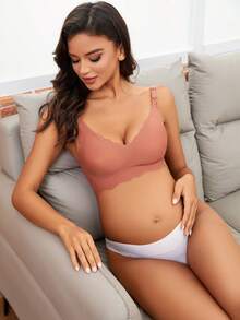 3pcs Maternity & Nursing Bras, Seamless V-Shaped Front Hook Closure Bra For Breastfeeding, Comfortable & Supportive For All Seasons - Multicolor - View 7