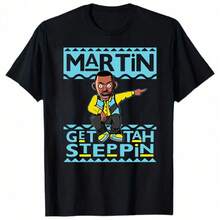 Get Tah Steppin Men's Round Neck Short Sleeve T-Shirt Casual T-Shirt   As Present - 黑色 - 查看 1