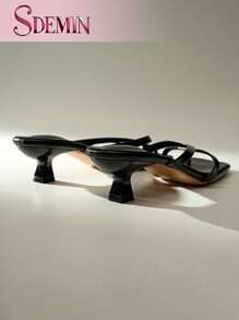 SDEMIN Summer New Arrival Women's Solid Color Slippers, Elegant Vacation Shoes, Casual Beach High Heels Sandals, Fashionable Slip-On Heels For Dress