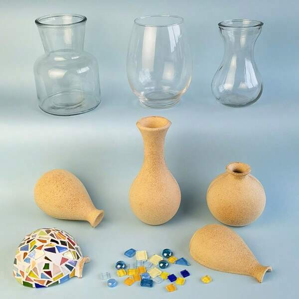 Petit vase en bois mosaïque DIY, craft vase pour fleurs, petit corps de vase, vase fait main, matériel fait à la main