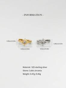 1pc 925 Sterling Silver Small Star Ear Cuff Earring, Golden Octagonal Star Celestial Ear Cuff Earring, Suitable For Women's Daily Wear (Sold Individually, Not A Pair) - Single Diamond Eight-pointed Star Earrings - View 5