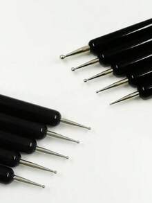 5pcs 2 Way Dotting Pen Tool Nail Art Tip Dot Paint Manicure Kit, For Embossing Pattern Clay Sculpting Nail Art - Black - View 3