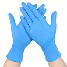 Puderfreie blaue Einweg-Nitrilhandschuhe, strapazierfähige Haushaltsreinigungshandschuhe, latexfreie wasserundurchlässige antistatische Multifunktionshandschuhe, latexfrei, für Haarfärbungen, Schönheitssalons, Küche, Kochen, Malen, Basteln, Haushaltsreinigung, Küche, Bad, Zuhause, Haushaltsartikel, Geschenke, Partyzubehör, in den Größen S, M, L, XL erhältlich