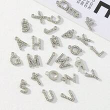 26pcs/Set A-Z Initial Alloy Rhinestone Charm Pendants For Women To DIY Earrings, Necklaces, Jewelry