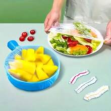 100pcs Elastic Reusable Food Wrap, Stretchable Transparent Bowl Covers. Single Or Multi-Use, Made Of Odorless Kitchen Film To Prevent Dust Scattering, Suitable For Household Use.