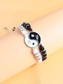 4 Pieces/Set, Heart-Shaped Cartoon/Digital Electronic Watch And Tai Chi Bracelet Gifts, Suitable For Valentine's Day, Christmas Gifts, Graduation Gifts, And Perfect For Daily Wear.