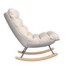 Chaise à bascule avec rembourrage, pieds en bois, dossier réglable, moderne, Style Simple, chaise de loisirs, Beige - Beige - Voir 11