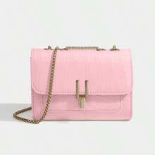 Bolso de hombro de patente con cadena para mujer, nuevo diseño de moda con estampado de cocodrilo