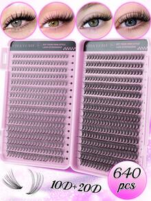 544/640pcs D-Curl Fluffy False Eyelashes, High Capacity, Suitable For Creating Dense, Fluffy And Natural Eye Makeup, DIY Home Makeup, Large Capacity Single Lash Book, Suitable For Beginners, Starters, Makeup Artists, Soft And Long-Lasting, Can DIY Fox Eye/Cat Eye Makeup, Segmented Lash Extension, Portable Lash Book, Convenient For Travel, Suitable For Stage, Wedding - D - View 17
