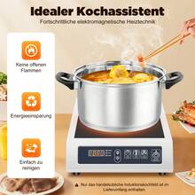 Cocina de inducción, cocina de inducción comercial de 3500 W máx., calentador de alimentos de 35 x 42 x 11 cm, placa de cocción eléctrica para restaurantes, cantinas, - Enchufe EU Tipo E(220-240V) - Ver 9