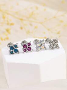 1 pieza Anillo para el labio con gota de agua con rhinestone, joyería para perforaciones en la oreja, Ashley Maduro Medusa, material hipoalergénico de acero inoxidable 316L, diseño de espalda plana con rosca interna, apto para uso diario, fiesta, cita, regalo para novia, amigas, estudiantes, madres - Multicolor - Ver 12