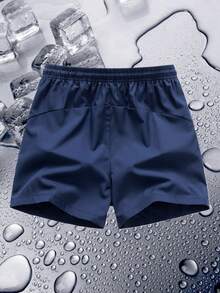 Tween Boy's Breathable Drawstring Waist Athletic Sports Shorts For Summer Outdoor Activities - Navy Blue - View 2