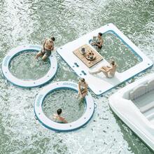 Danolapsi Floating Ring Inflatable Water Hammock,Heavy Duty River Floats Lake Raft,Inflatable Water Hammock Floating Dock Mesh, 10FT/8FT Float Ring Heavy Duty River Floats Lake Raft For Tanning Pool Float Island Platform Pad Mat Party - White - View 5