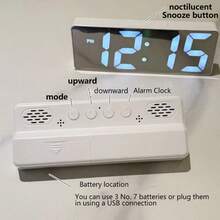 Multi Colored LED Mirror Desktop Alarm Clock, Digital Alarm Clock, Desktop Electronic Alarm Clock, Display Time, Night Light, Desktop USB Alarm Clock, Home Decoration Smart Clock, Bedroom Home Office Desk Clock, Desktop Clock, Temperature Date Display, Electronic Desktop, Student And Toddler Desk Mirror, LED Clock, Back To School, Beautiful Dormitory Decoration, Home Decoration(Requires 3 AAA Batteries, Or Plug In For Use, 6.29 Inches * 2.36 Inches)