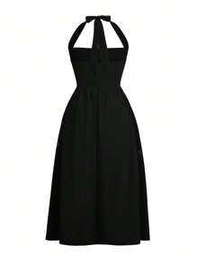 Vestido casual de playa, vacaciones, temperamento elegante, vuelta al colegio, citas, festivales de música, Día de la Madre, temporada de graduación, con cuello colgante y espalda descubierta, talla grande, para mujer