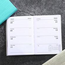 1pc 2026 New A7 Size English Planner Notebook, Mini Portable Pocket Daily Schedule Notebook, 64 Sheets 128 Pages Thin Weekly Calendar Notepad, Includes Annual Calendar, Monthly, Weekly And Daily Plan, PU Leather Cover, 4.17*3.07 Inch, 2026 New Version,School Supplies,Back To School